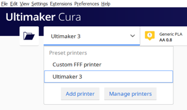 Ultimaker Cura add printer settings