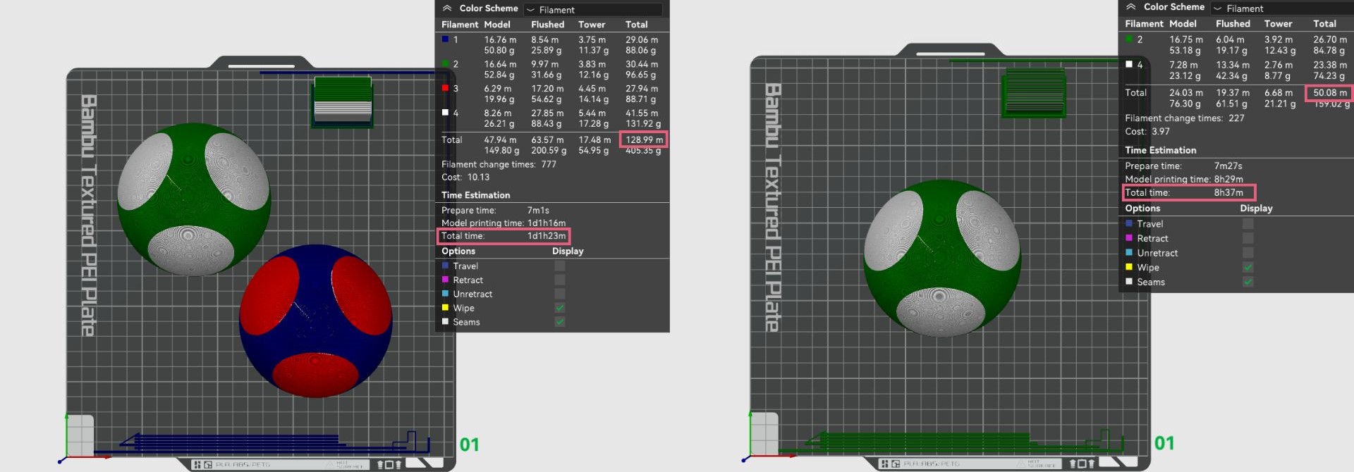 Printing models separately