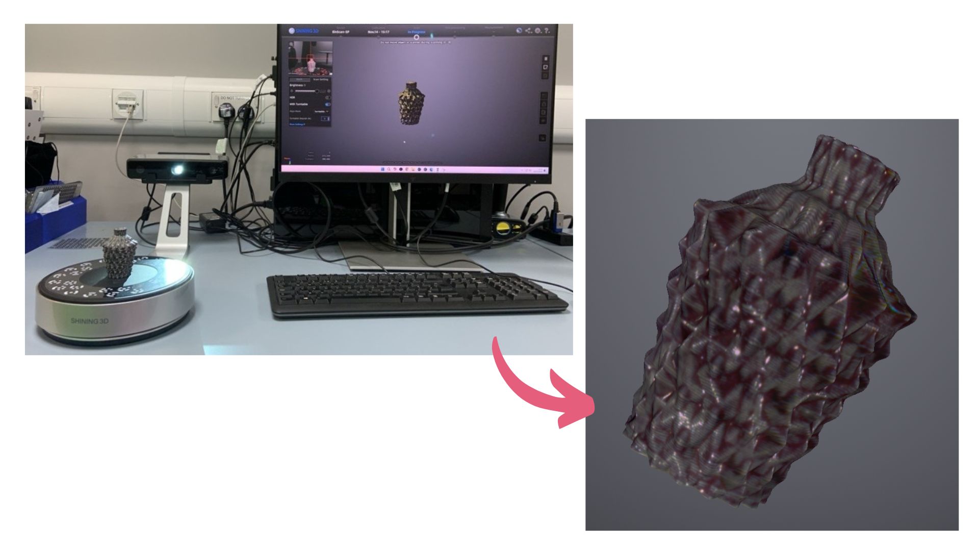 EinScan-SP scanning ceramic vase