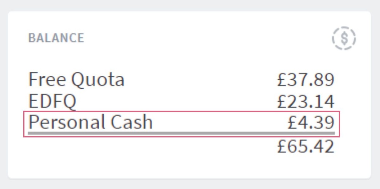 Personal cash