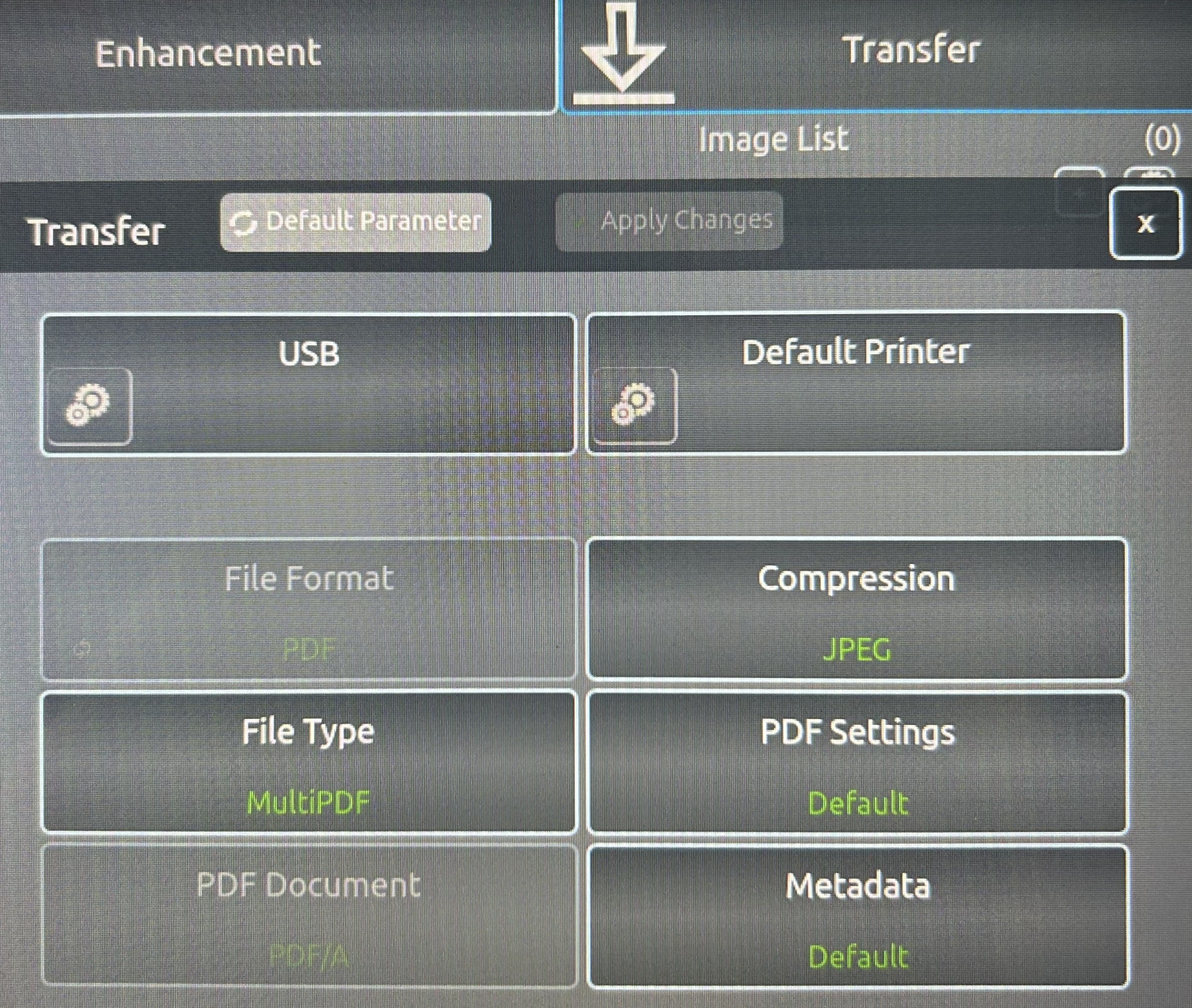 Transfer settings